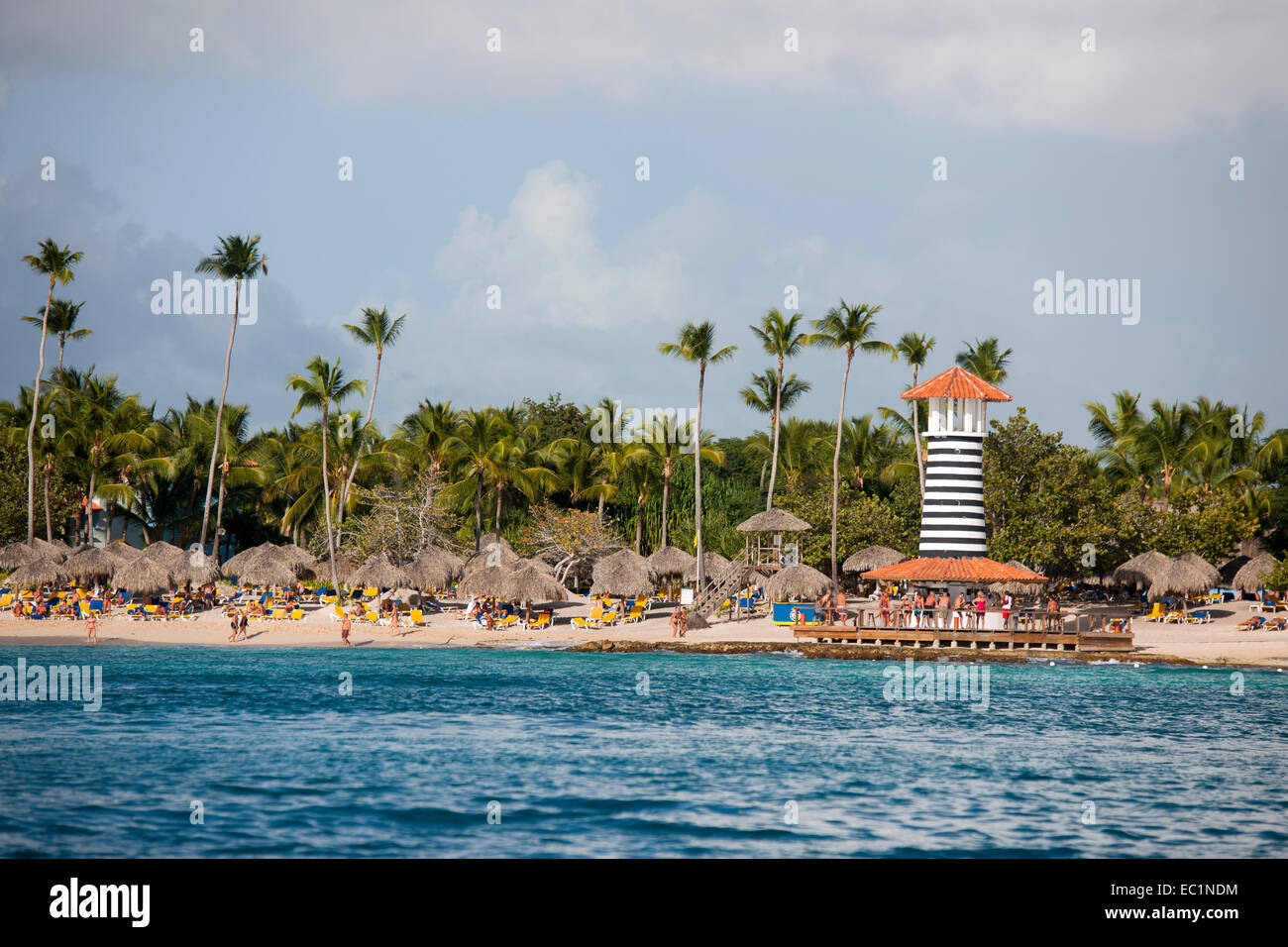 Dominikanische Republik, Osteno, Bayahibe, Hotelstrand Foto Stock