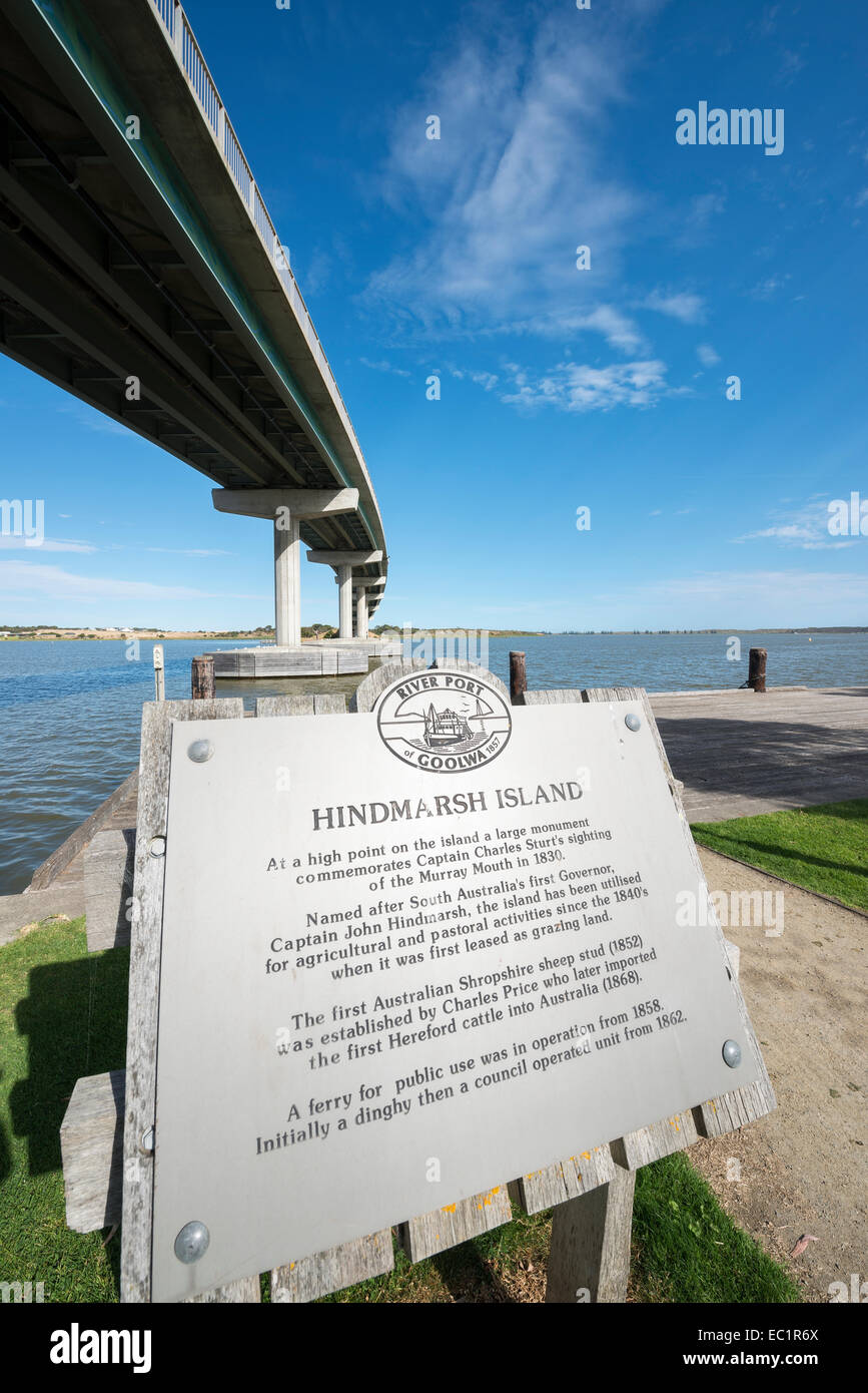 Il Hindmarsh Island Bridge e Goolwa dock, Sud Australia Foto Stock
