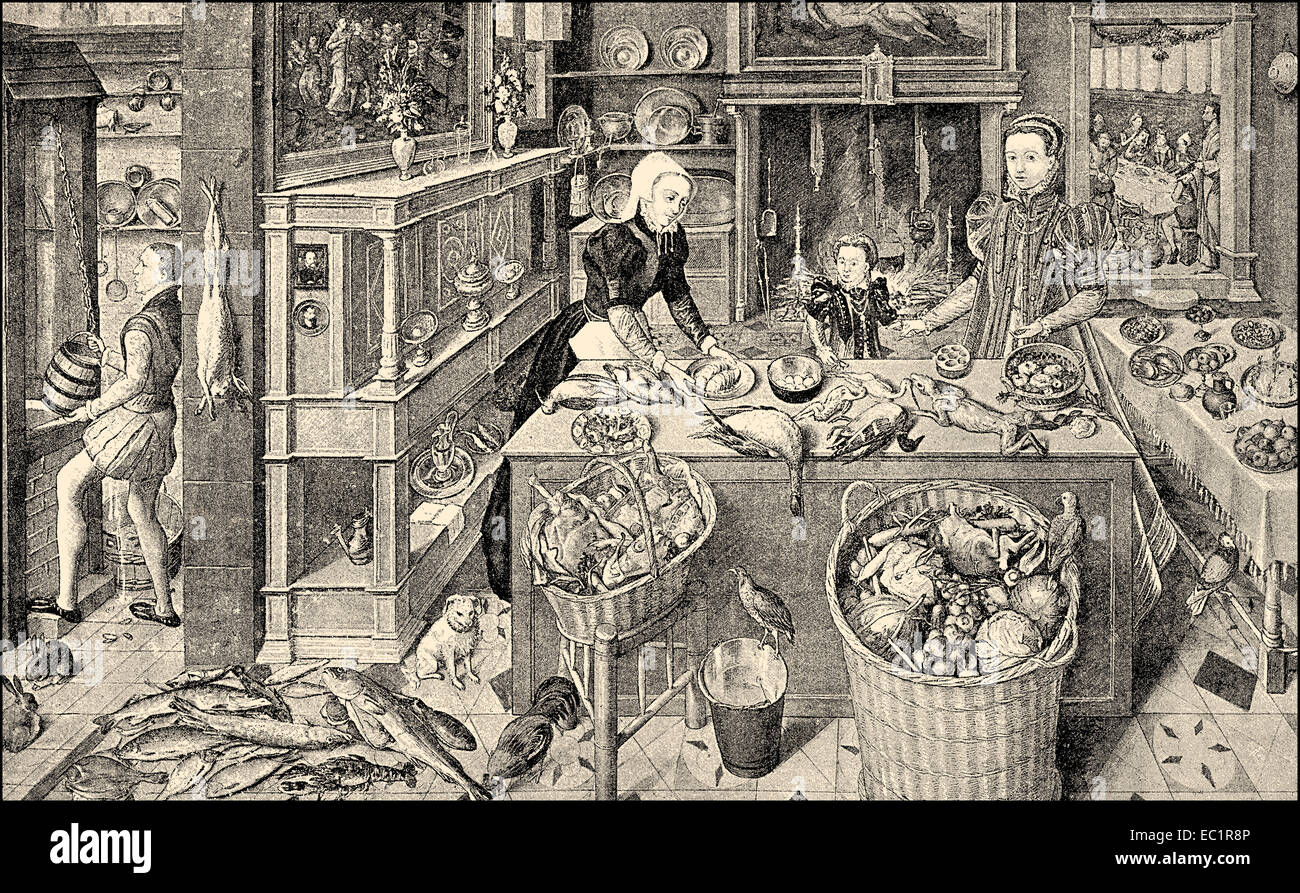 Cucina, XVI secolo, Germania Foto Stock