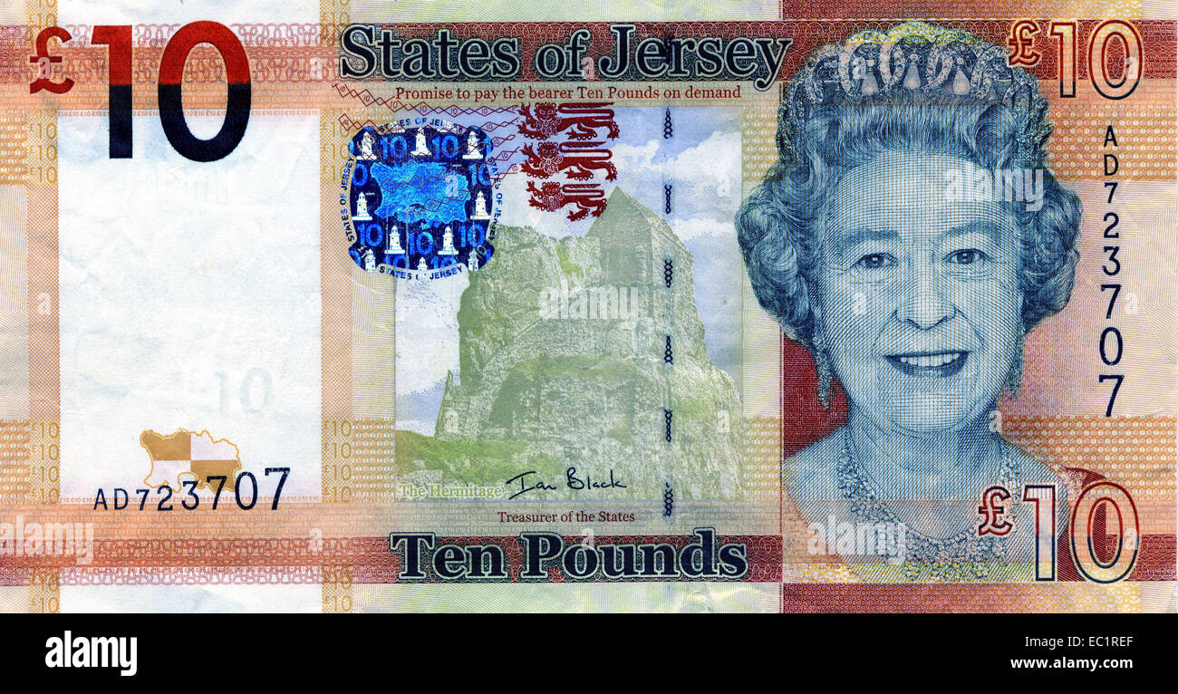 Membri di Jersey valuta - denaro - Queen Elizabeth 2 dieci Pound nota Foto  stock - Alamy