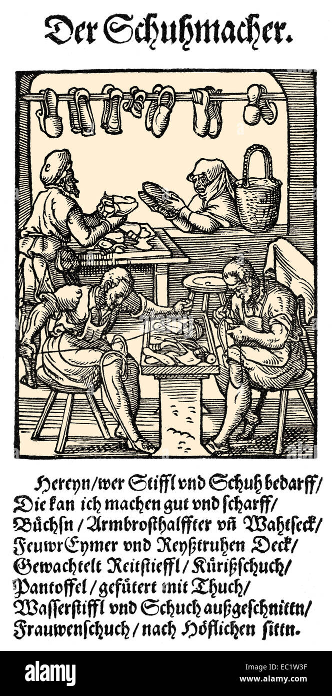 1568, descrizione dei mestieri, testo di Hans Sachs, 1494 - 1576, un poeta di Norimberga, drammaturgo e Meistersinger, 1568, Beschre Foto Stock