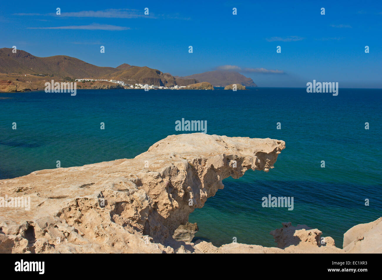 Cabo de Gata, Los Escullos, La Isleta del Moro, Cabo de Gata-Nijar parco naturale, Almeria, Andalusia, Spagna, Europa Foto Stock