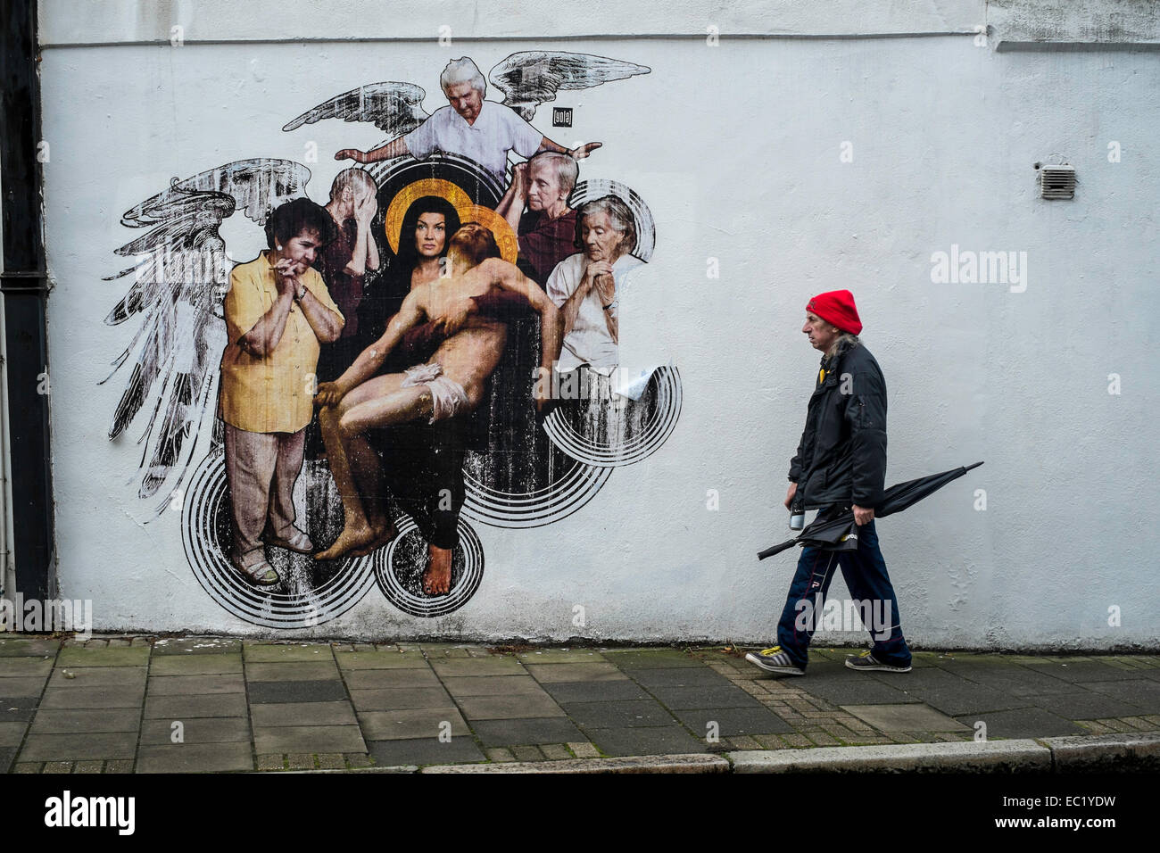 Londra REGNO UNITO Islington graffiti arte urbana della città di parete Foto Stock