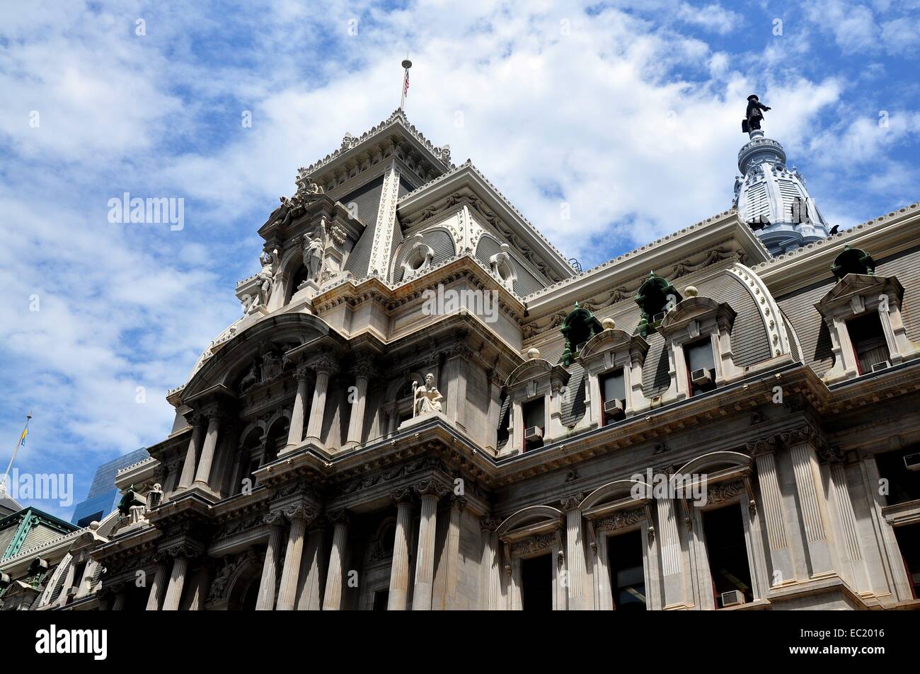 PHILADELPHIA, PENNSYLVANIA: Stile Beaux Arts di Philadelphia City Hall costruito tra il 1871-1901 Foto Stock