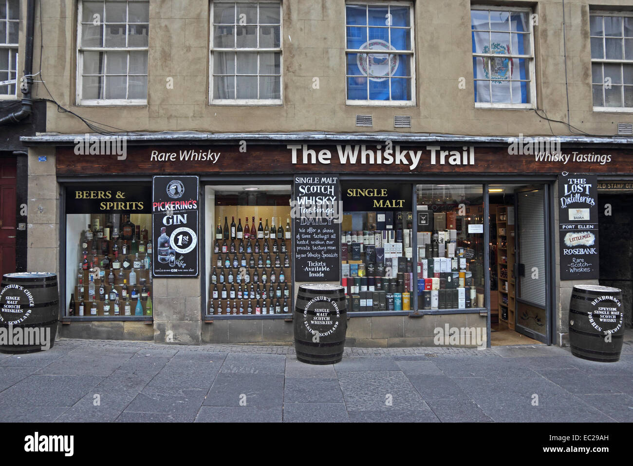 Il Whisky Trail shop, Edimburgo, Scozia Foto Stock