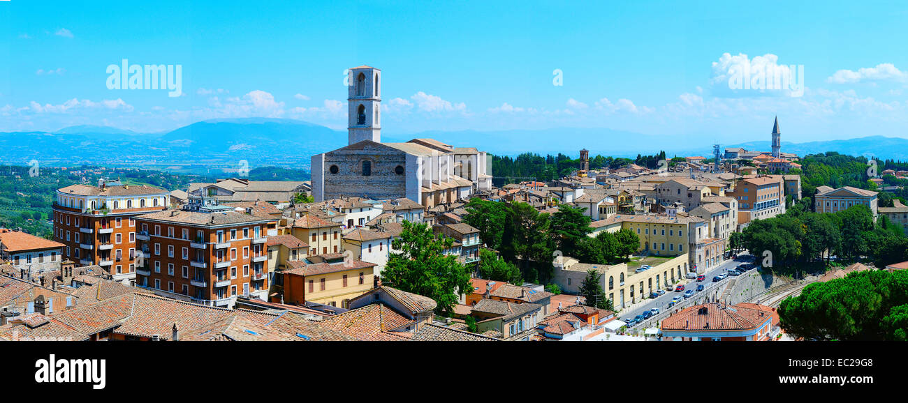 Perugia cityscape nella giornata del sole. Italia Foto Stock