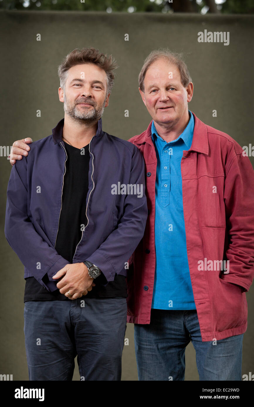 Michael Morpurgo & Barroux, all'Edinburgh International Book Festival 2014. Edimburgo, Scozia. Il 22 agosto 2014 Foto Stock