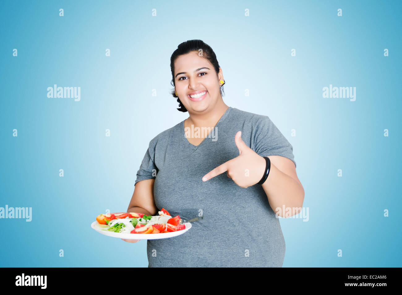Indiano Lady obesi dieta controllo del grasso Foto Stock