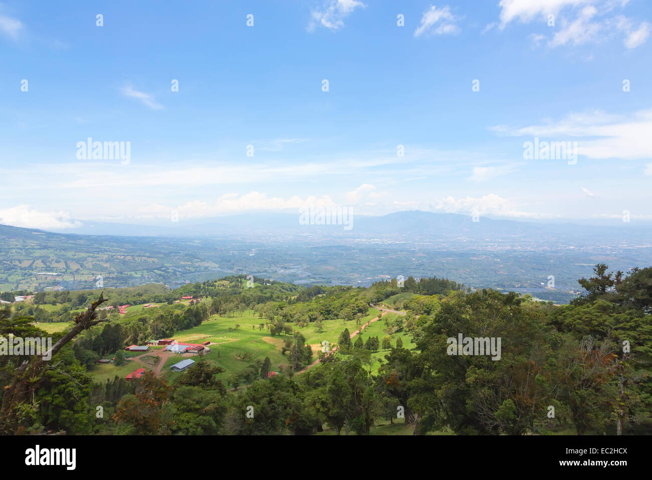 Vista panoramica delle colline e montagne, Costa Rica Foto Stock