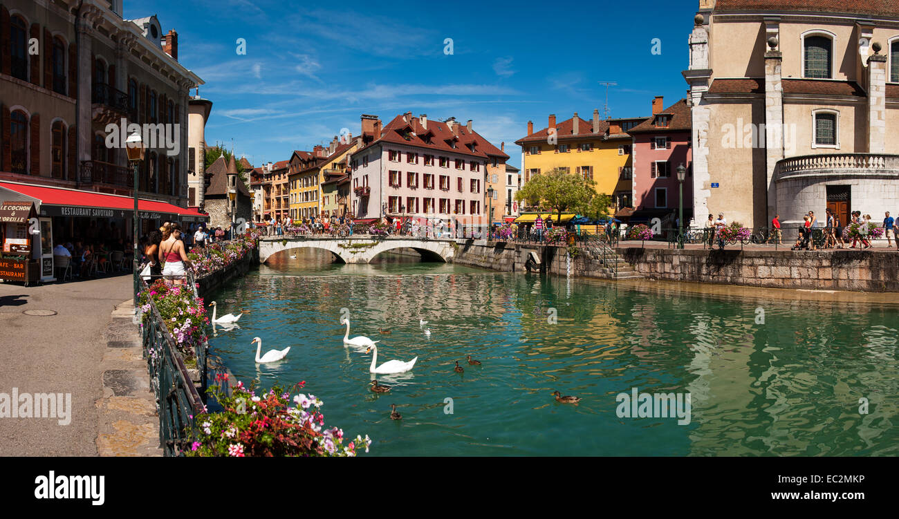 Thiou fiume, Annecy, Francia, Europa Foto Stock