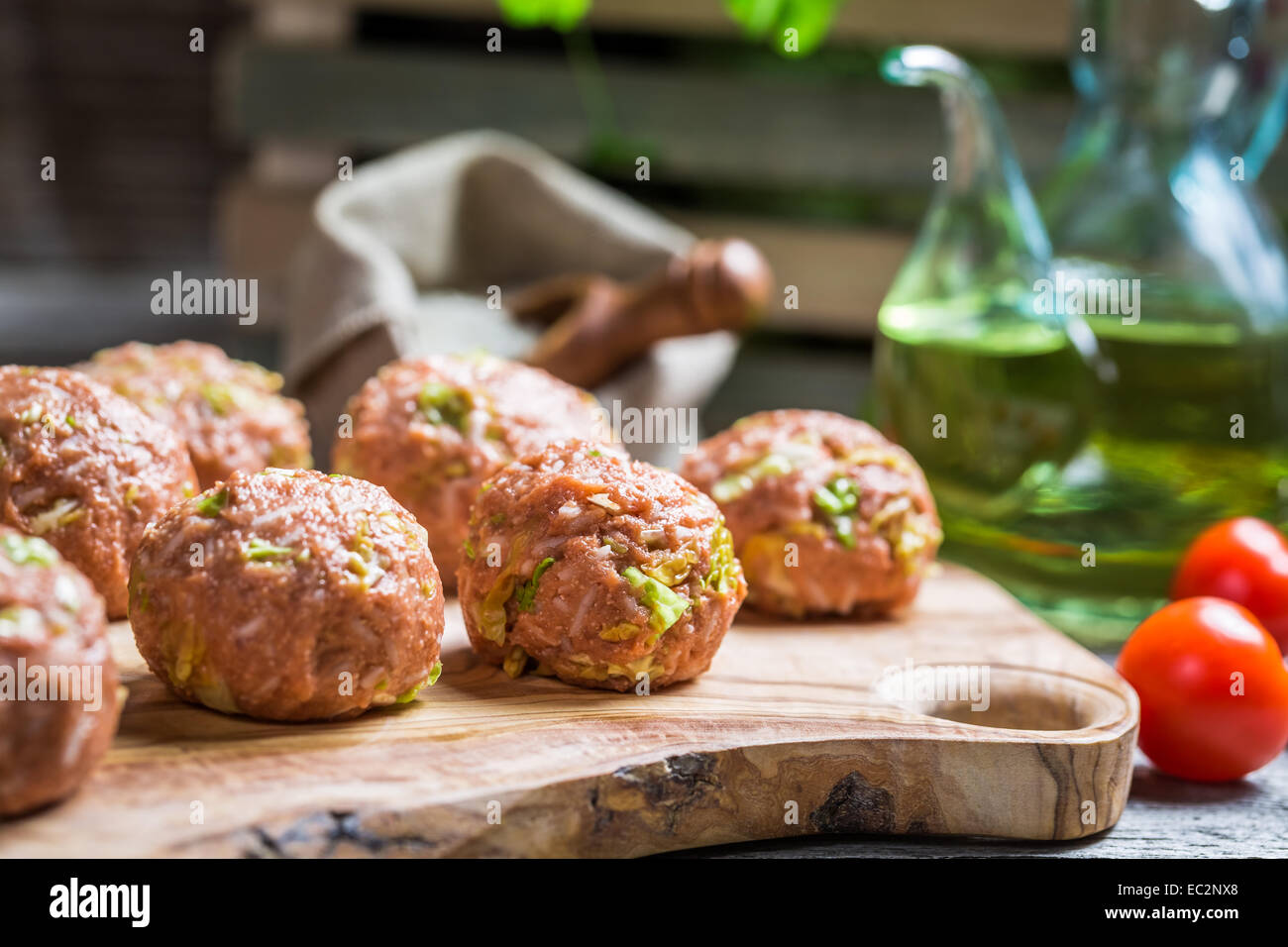 Polpette con riso e cavolo verza Foto Stock