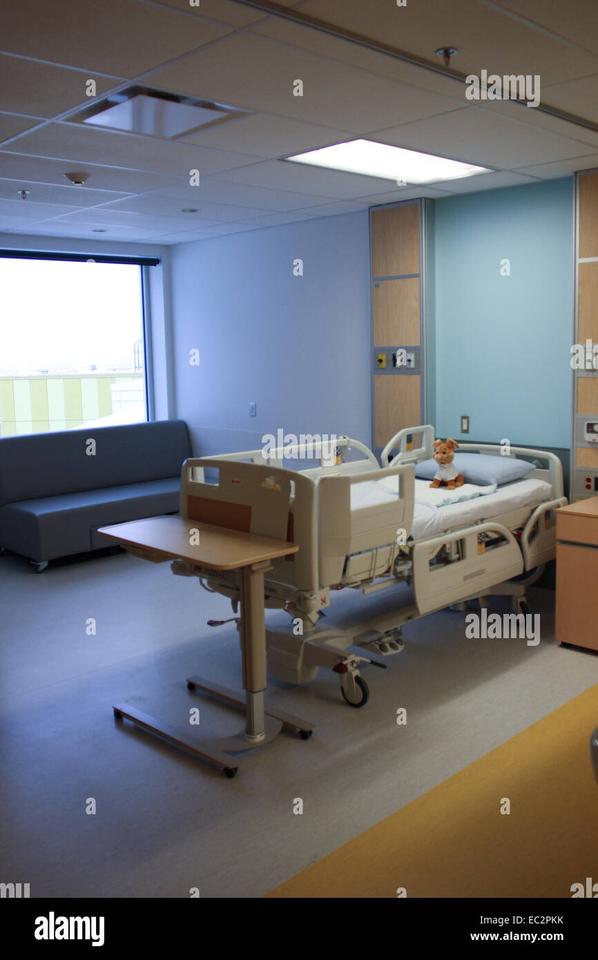 Una camera del paziente al Montreal ospedale per bambini Foto Stock