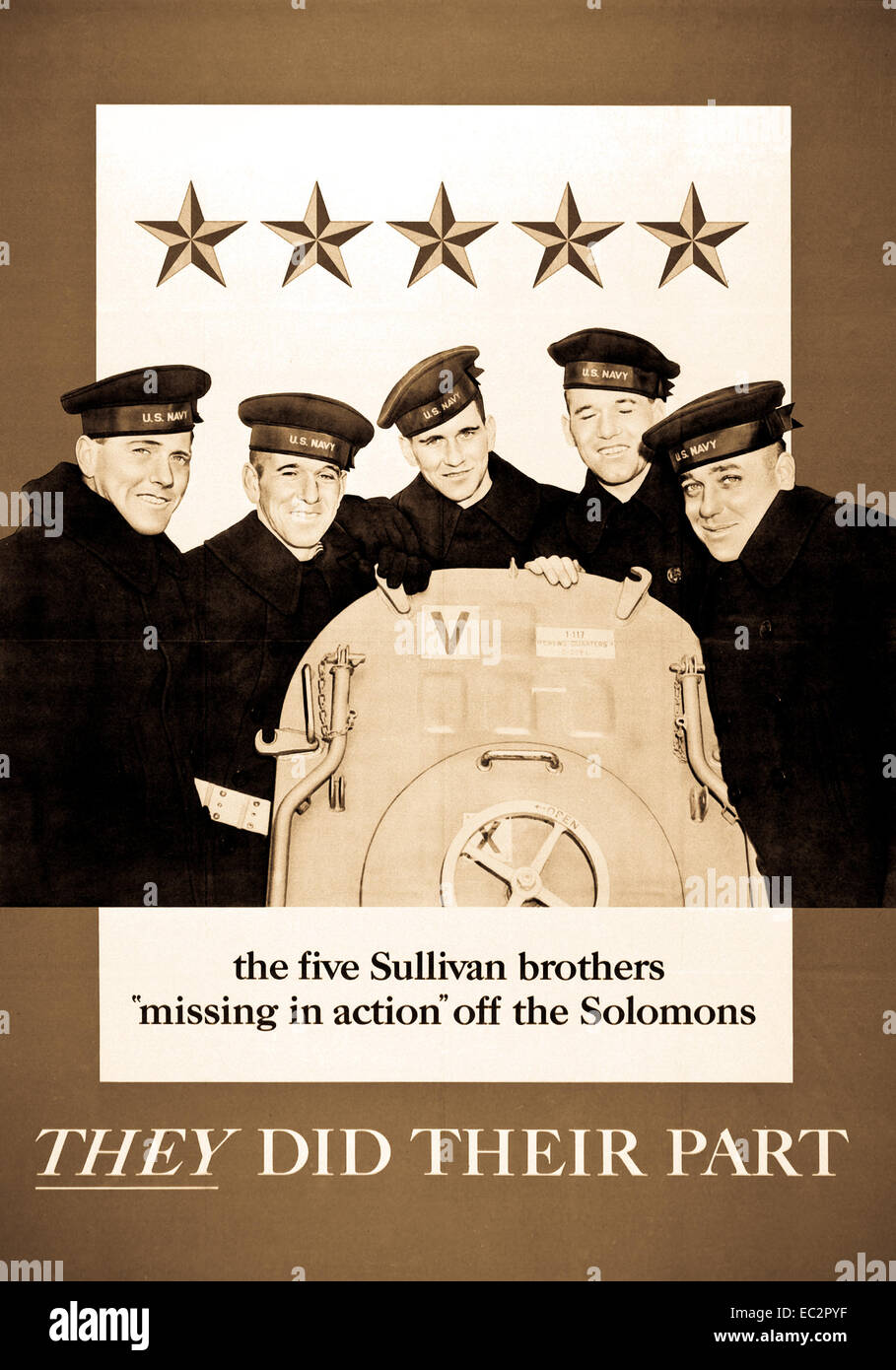 I cinque fratelli sullivan 'missing in azione' off le Salomone hanno fatto la loro parte. 1943. Foto Stock