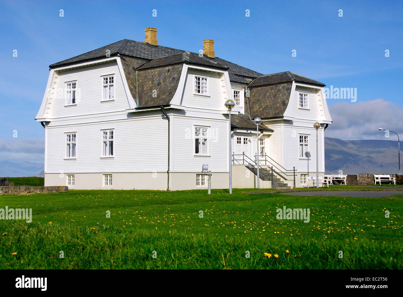 Il presidente Reagan e il presidente Gorbaciov Summit house di Reykjavik, Islanda Foto Stock