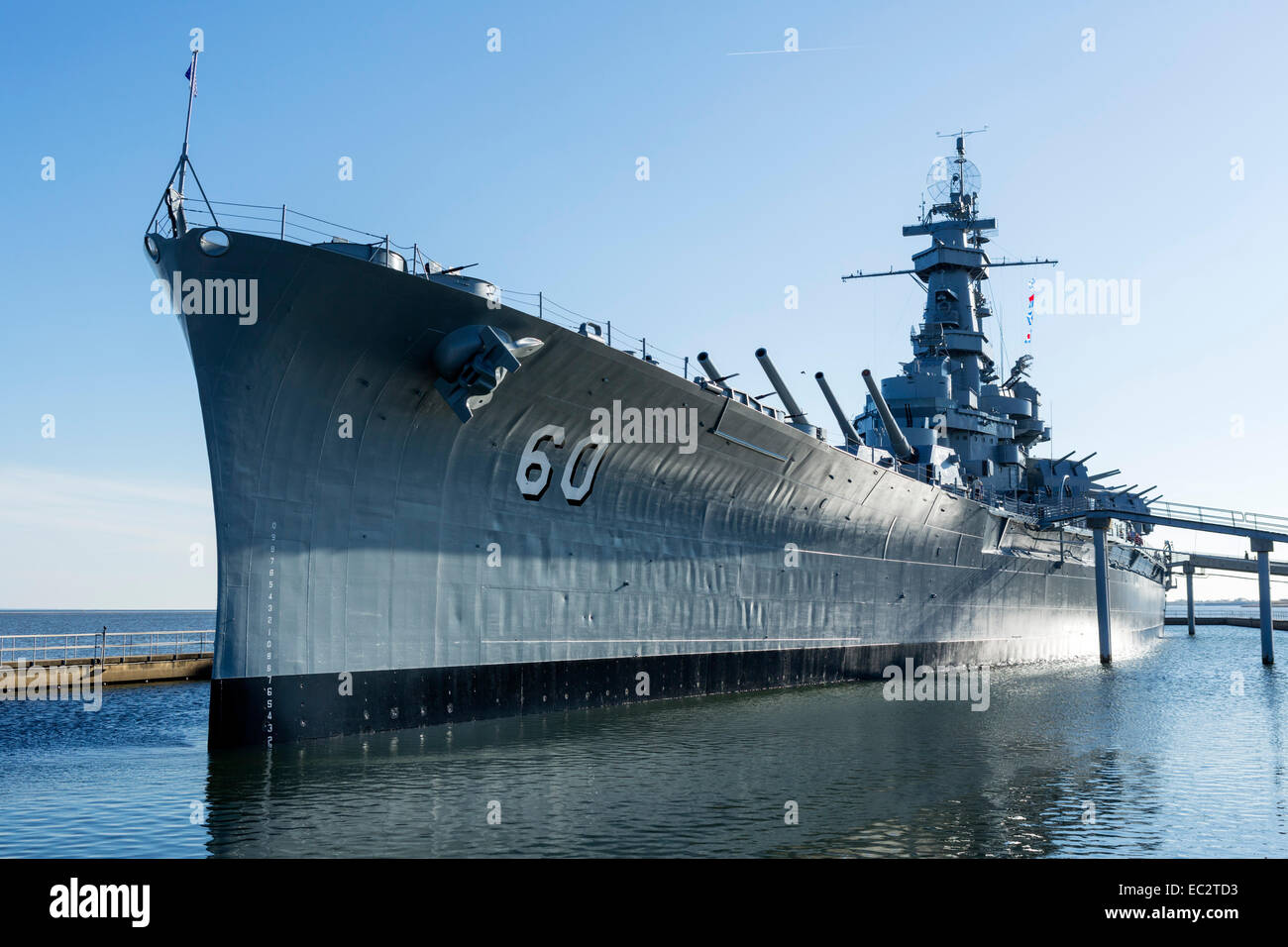 La USS Alabama (BB60) corazzata, Battleship Memorial Park, Mobile, Alabama, STATI UNITI D'AMERICA Foto Stock