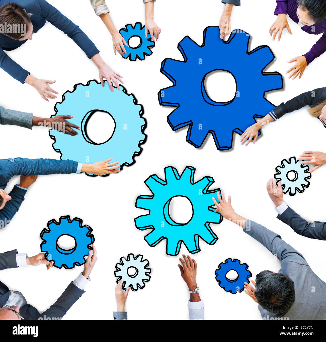 Diverse persone di affari e i simboli di marcia Foto Stock