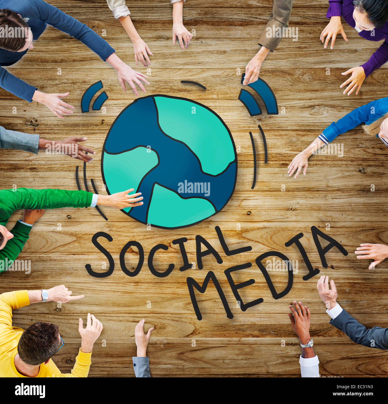 Vista aerea del Popolo e Social Media concetti Foto Stock