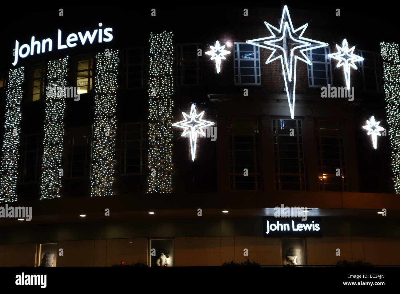 John Lewis le luci di Natale Norwich Foto Stock