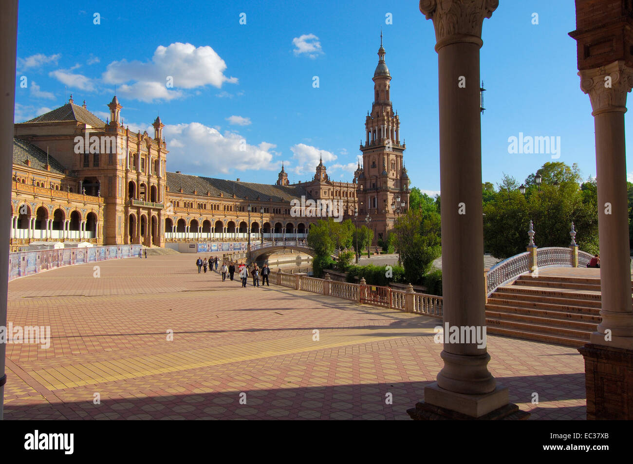 Plaza de España nel Parco di Maria Luisa, Siviglia, Andalusia, Spagna, Europa Foto Stock