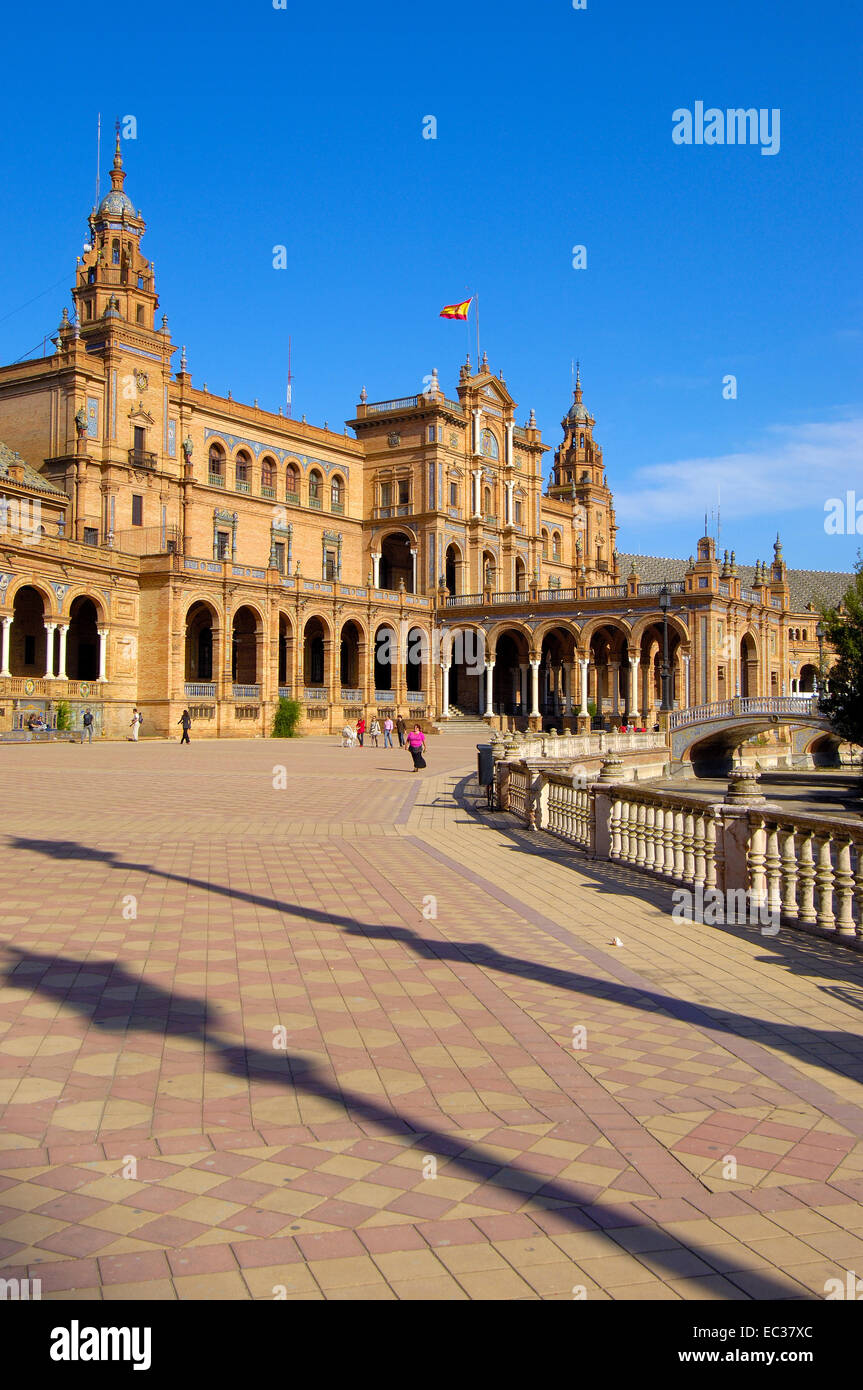 Plaza de España nel Parco di Maria Luisa, Siviglia, Andalusia, Spagna, Europa Foto Stock