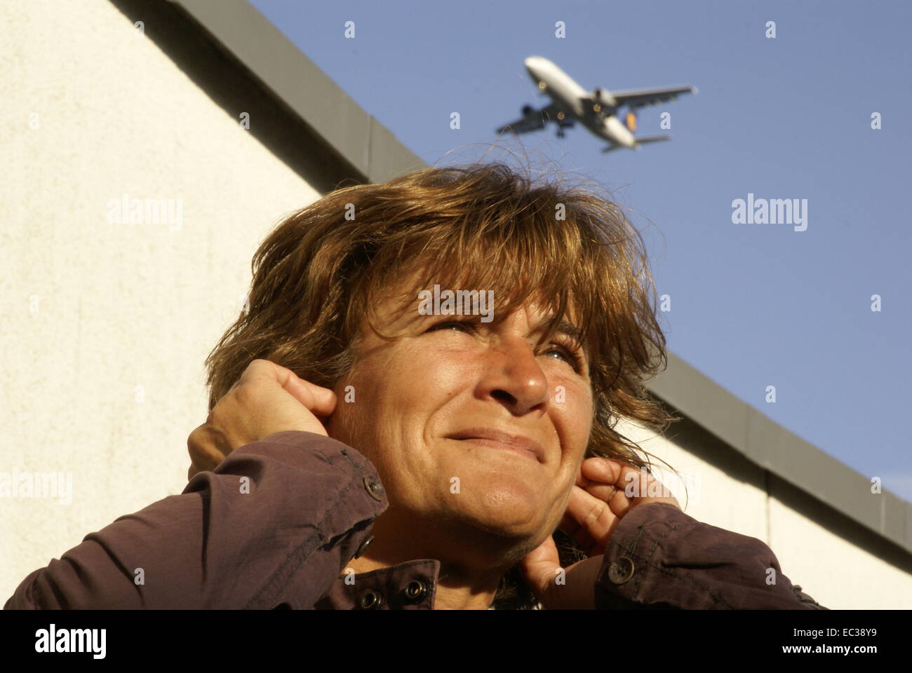 Il disturbo da rumore degli aeromobili Foto Stock