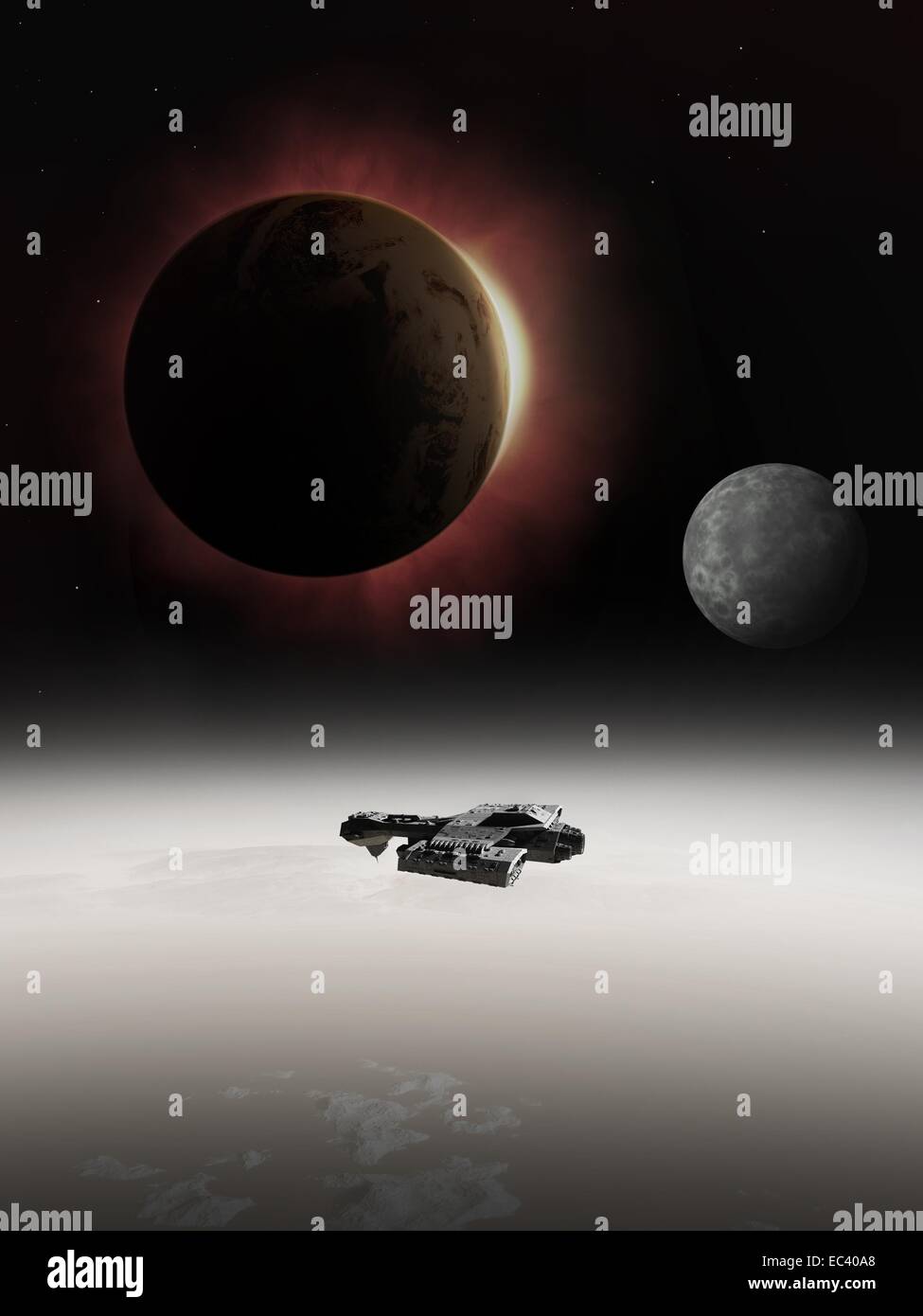 Astronave interstellare con Eclipse Foto Stock