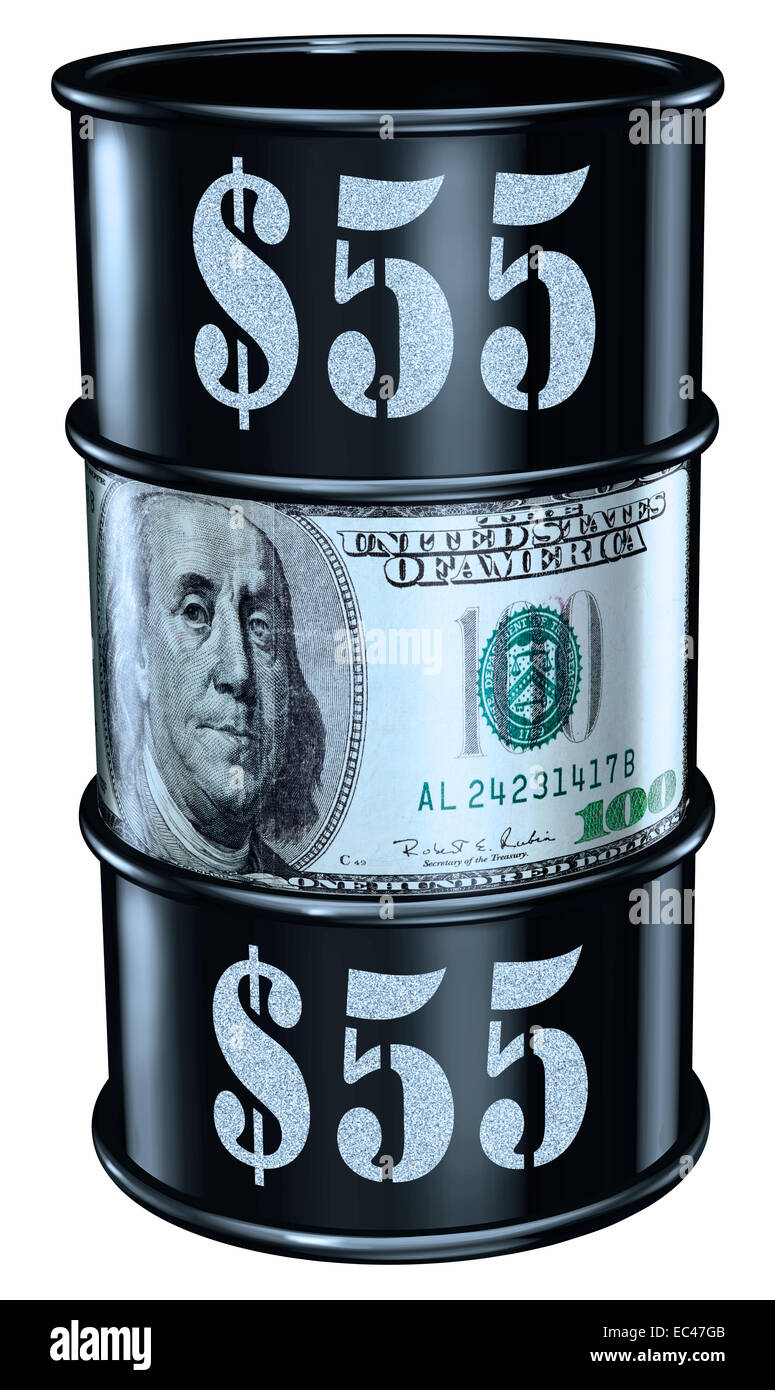Barile di petrolio al prezzo di $55 Foto Stock