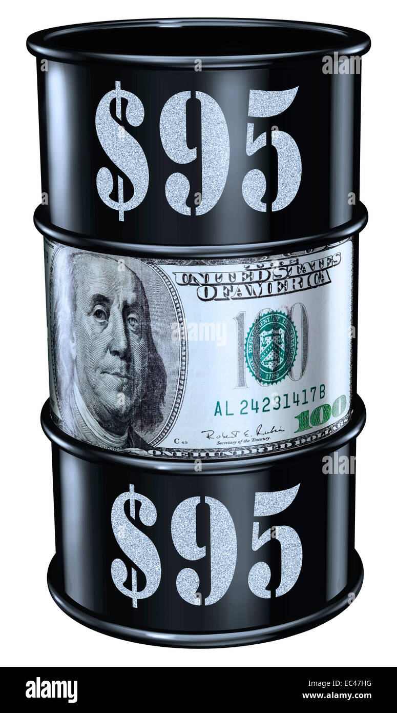 Barile di petrolio al prezzo di $95 Foto Stock