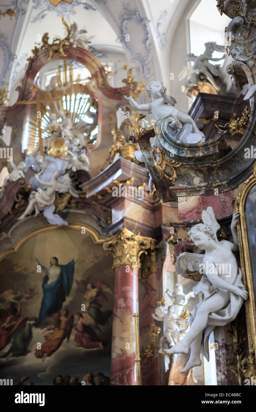 Dettagli della Basilica del Santo quattordici aiutanti, Staffelstein, Germania Foto Stock