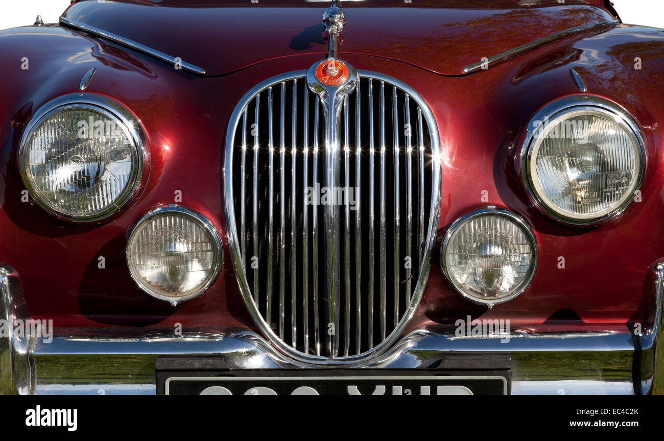 Un rosso vintage Jaguar Foto Stock