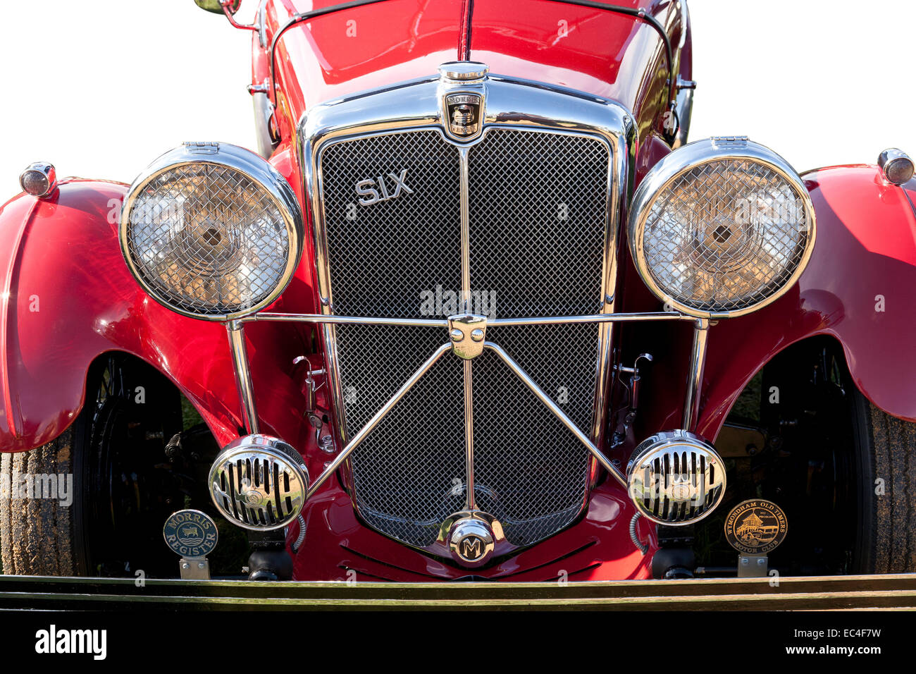 Un rosso vintage Morris auto Foto Stock