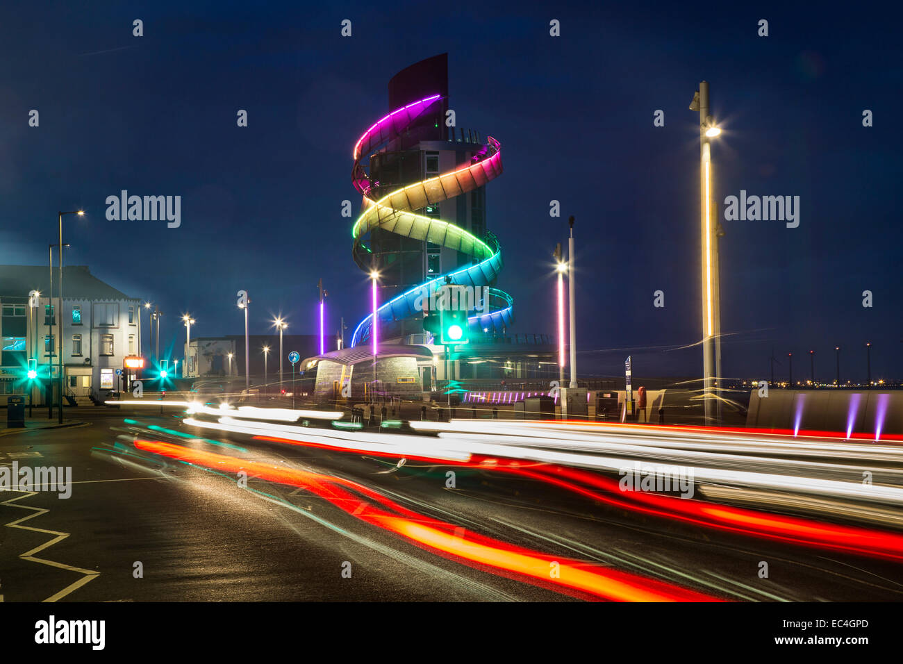 Il faro a luce rotante, Esplanade includono, Redcar Foto Stock