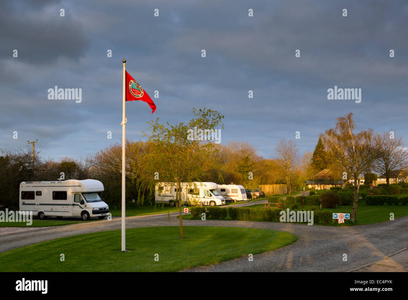 Teign Valley Orzo Prato e Caravan Camping Club sito; Devon, Regno Unito Foto Stock