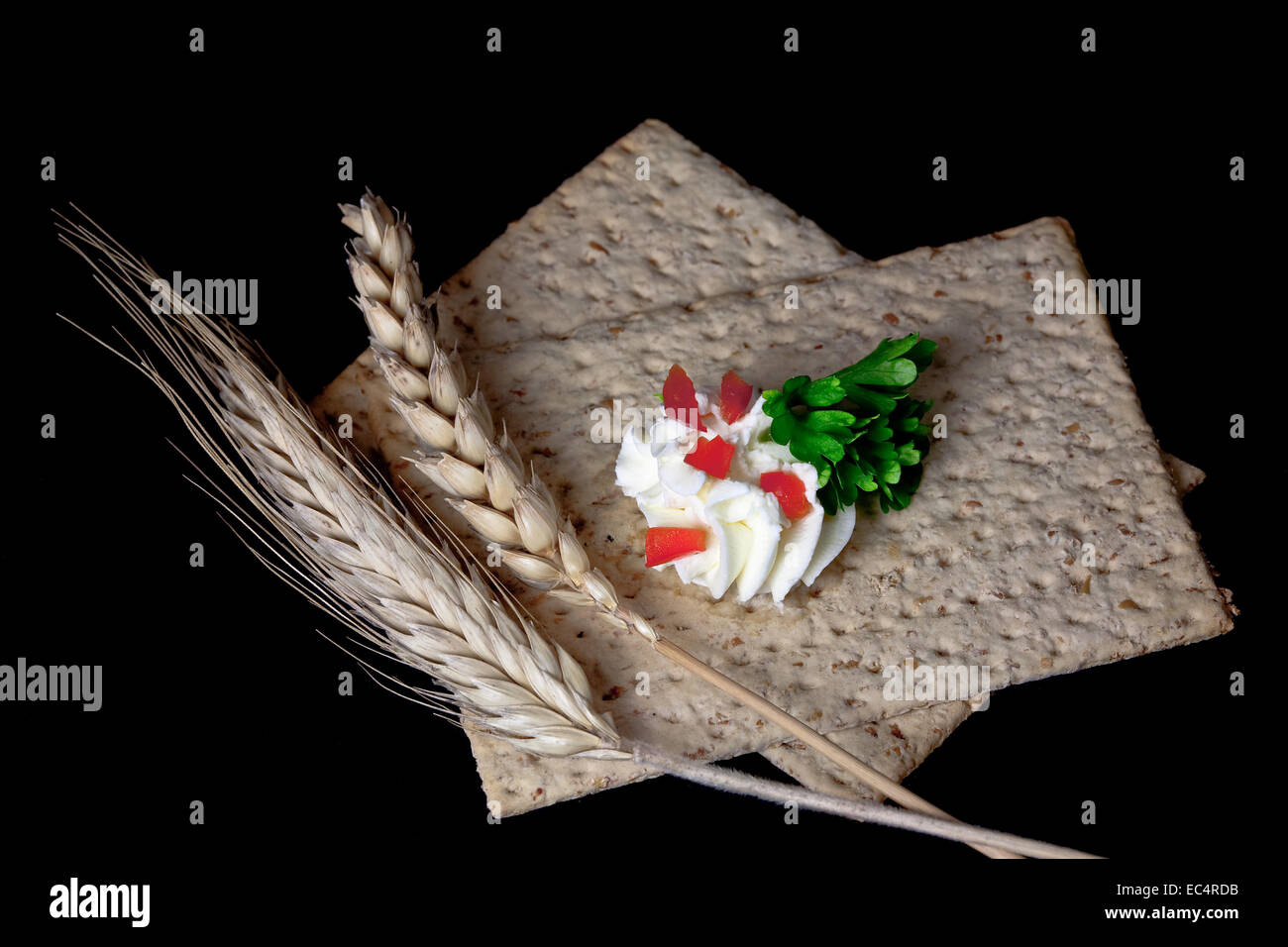 Fette biscottate con crema di formaggio Foto Stock