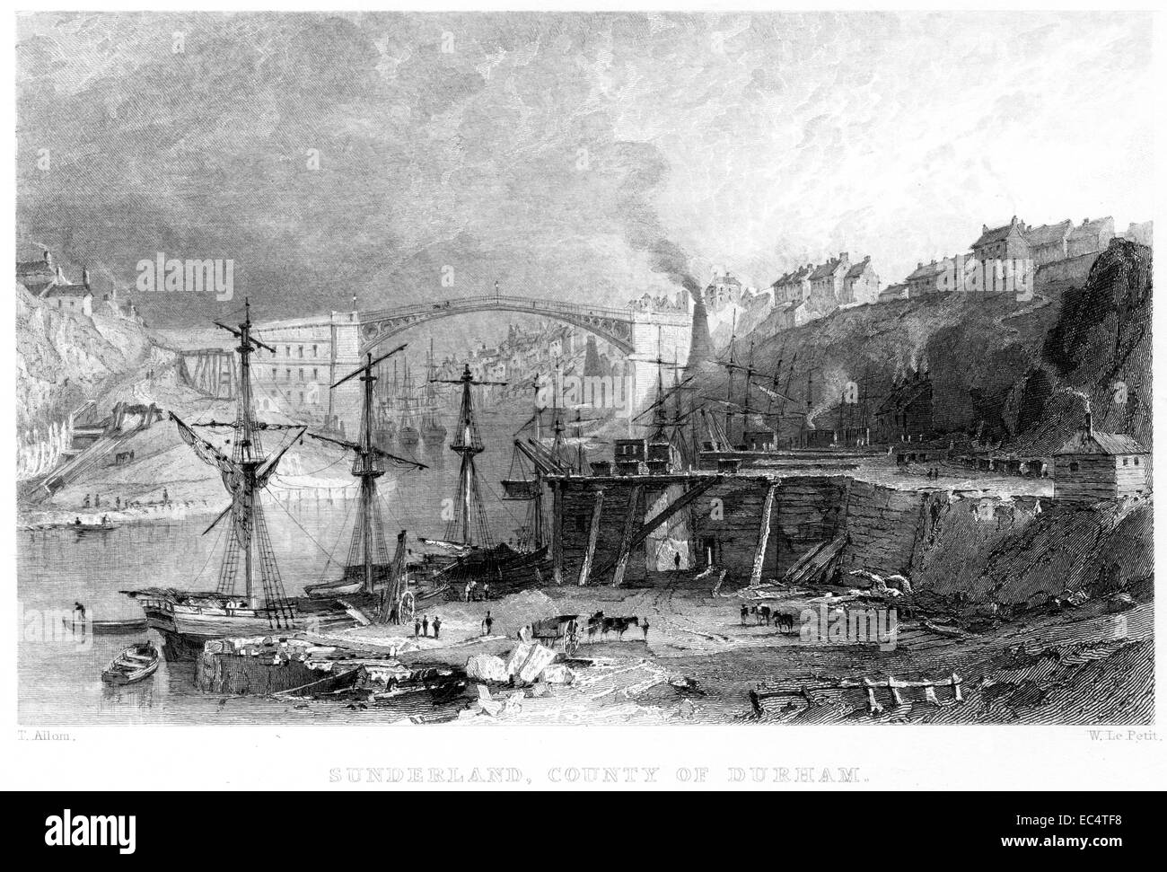 Una incisione intitolata "underland, nella contea di Durham' scansionati ad alta risoluzione da un libro pubblicato nel 1834. Foto Stock