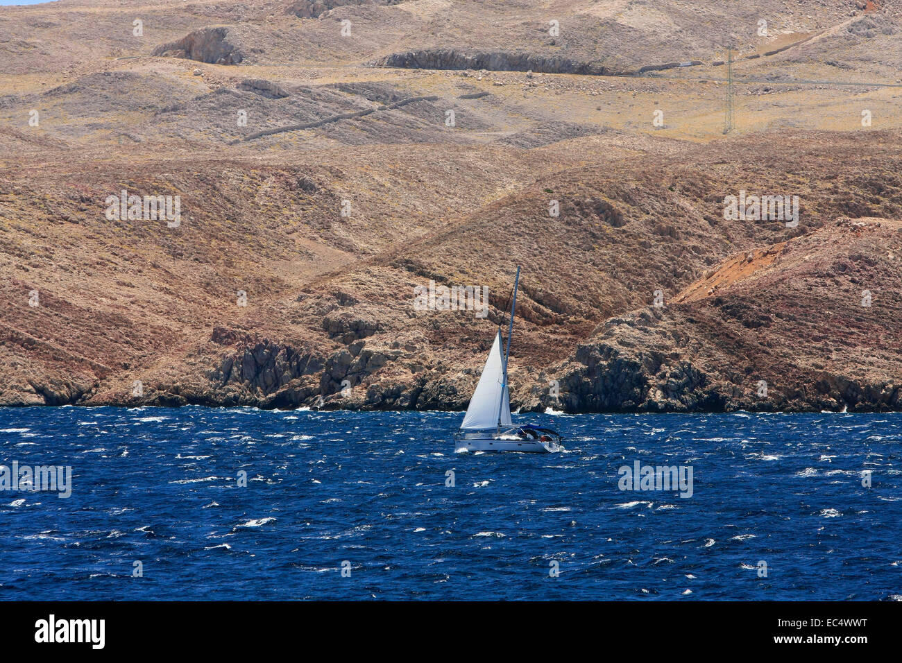 Croazia, Velebit, Insel Pag, Segelboot Foto Stock