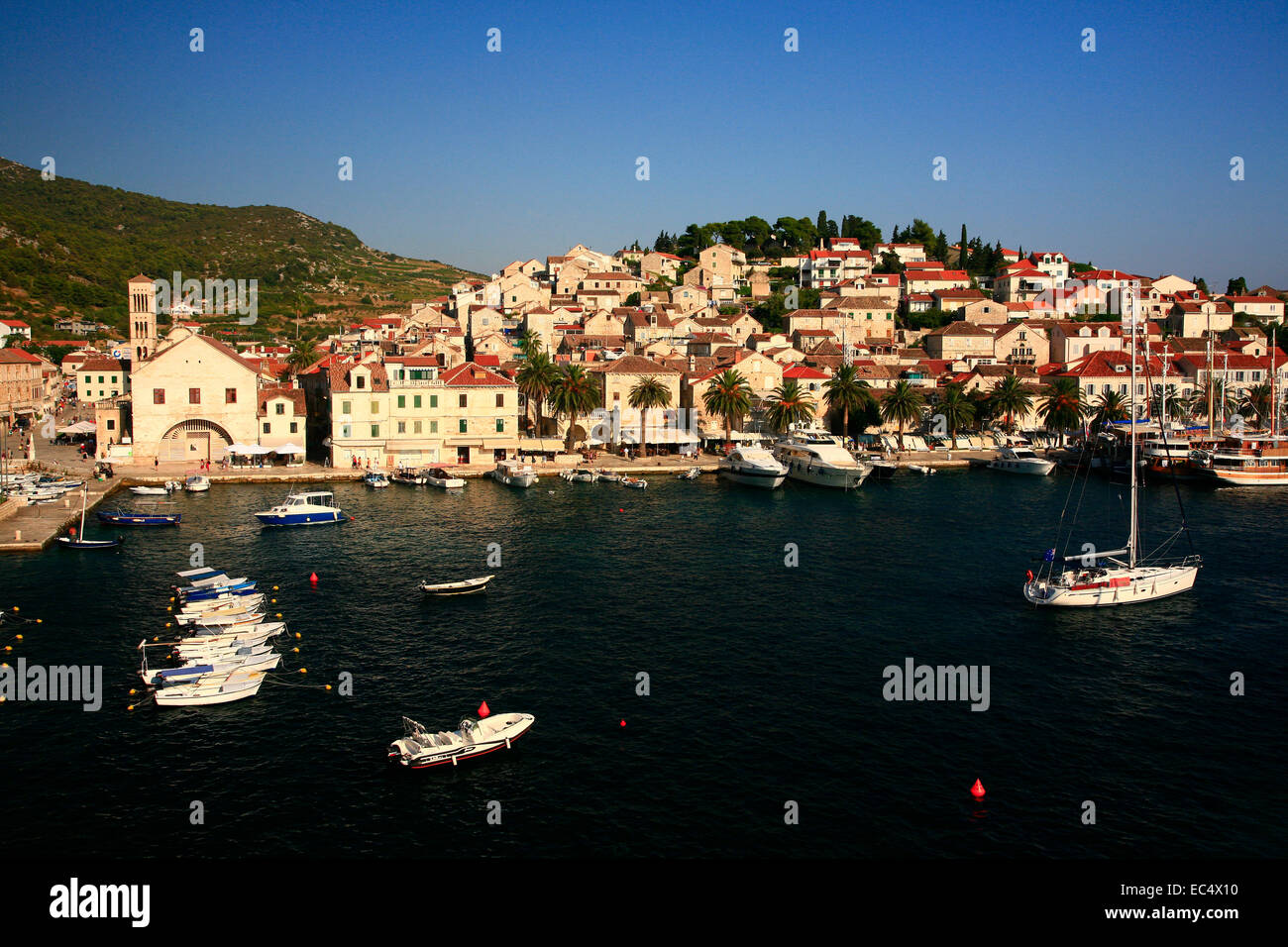 Croazia, Mittel-Dalmatien, Insel Hvar, Altstadthafen Hvar Foto Stock