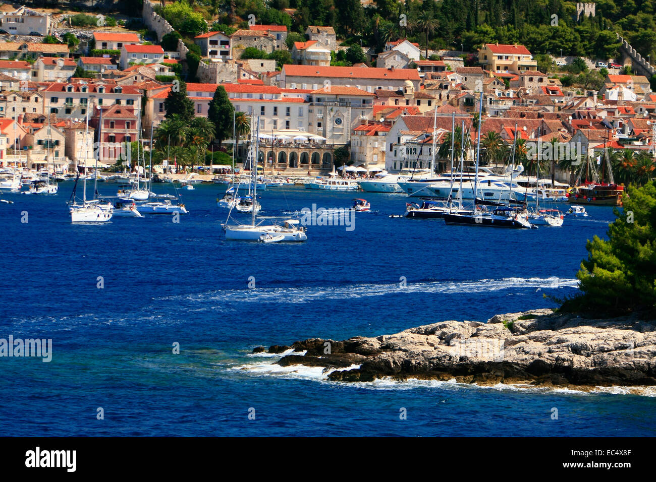 Croazia, Mittel-Dalmatien, Insel Hvar, Stadthafen Hvar Foto Stock