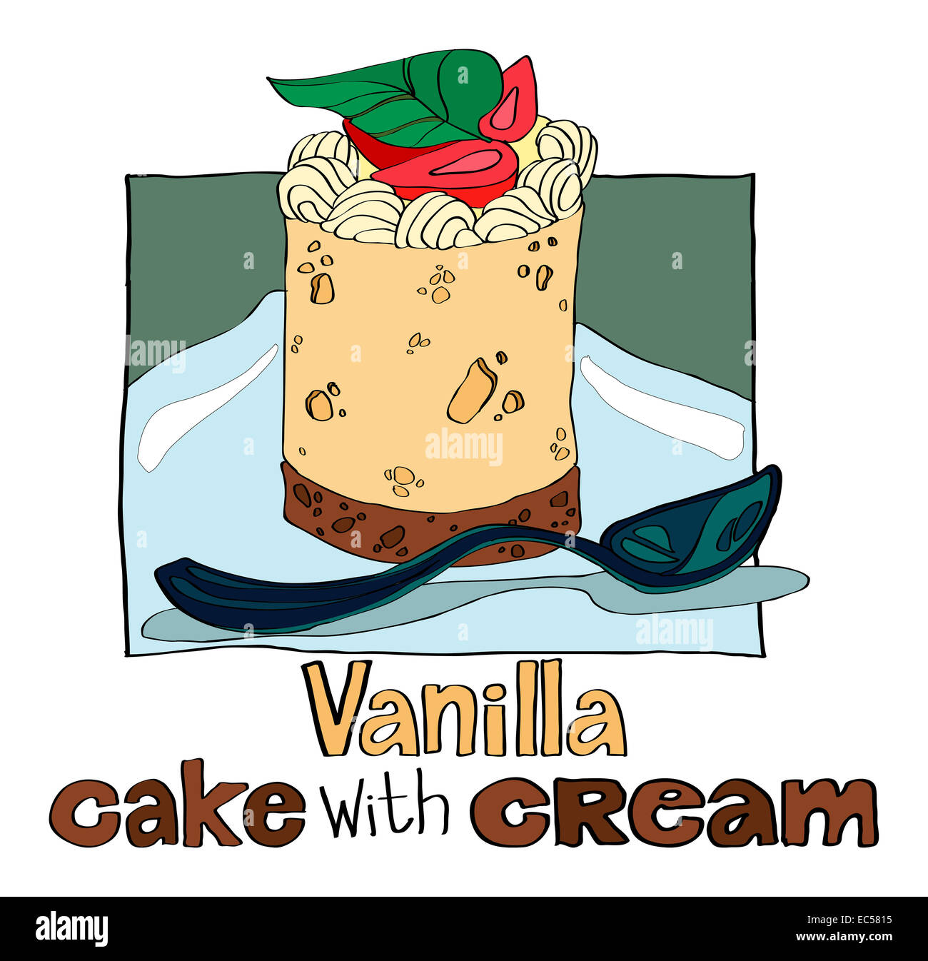 La vaniglia torta con crema di latte Foto Stock