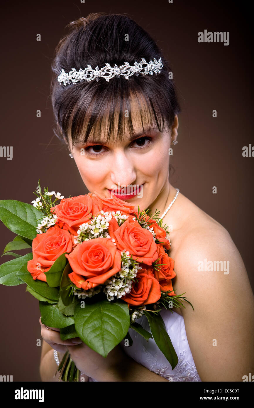 Un esempio di sposa acconciatura Foto Stock