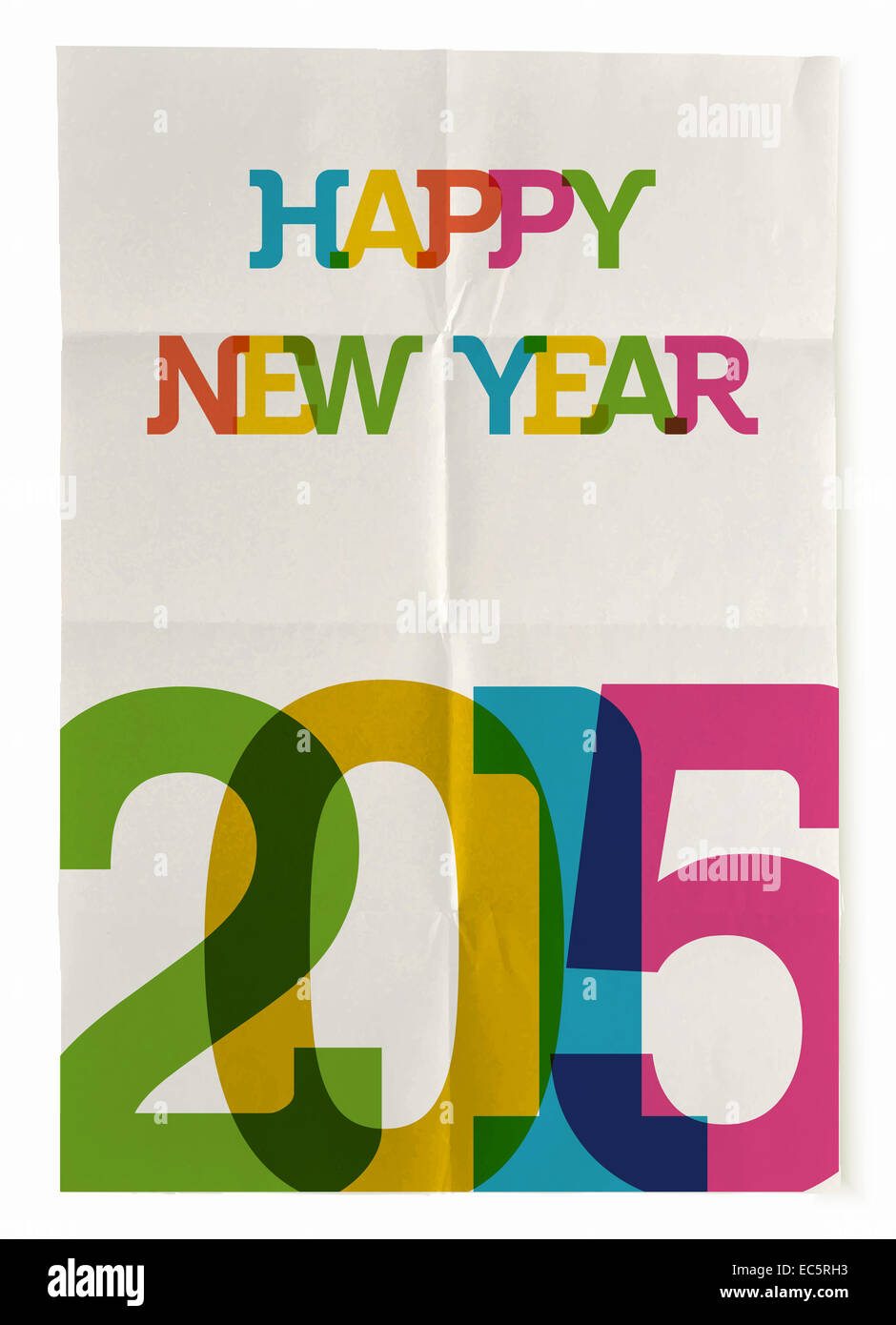 Felice anno nuovo 2015 moda vintage poster ripiegato design. EPS10 file vettoriali con strati di trasparenza. Foto Stock