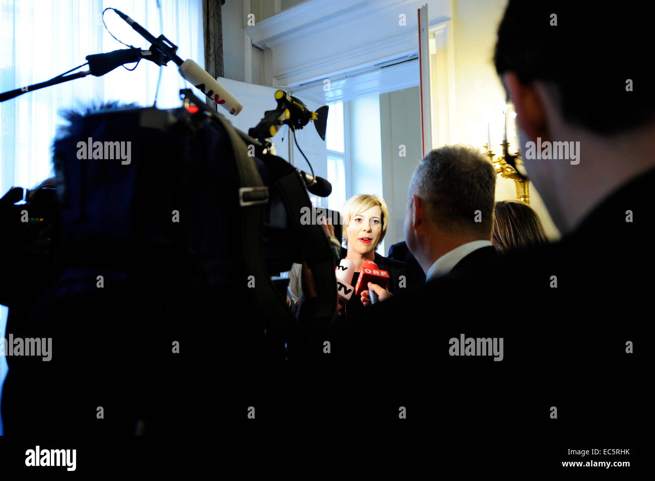 Ministri presso la cancelleria federale a Vienna con il Segretario di Stato Mag. Sonja Stessl Foto Stock