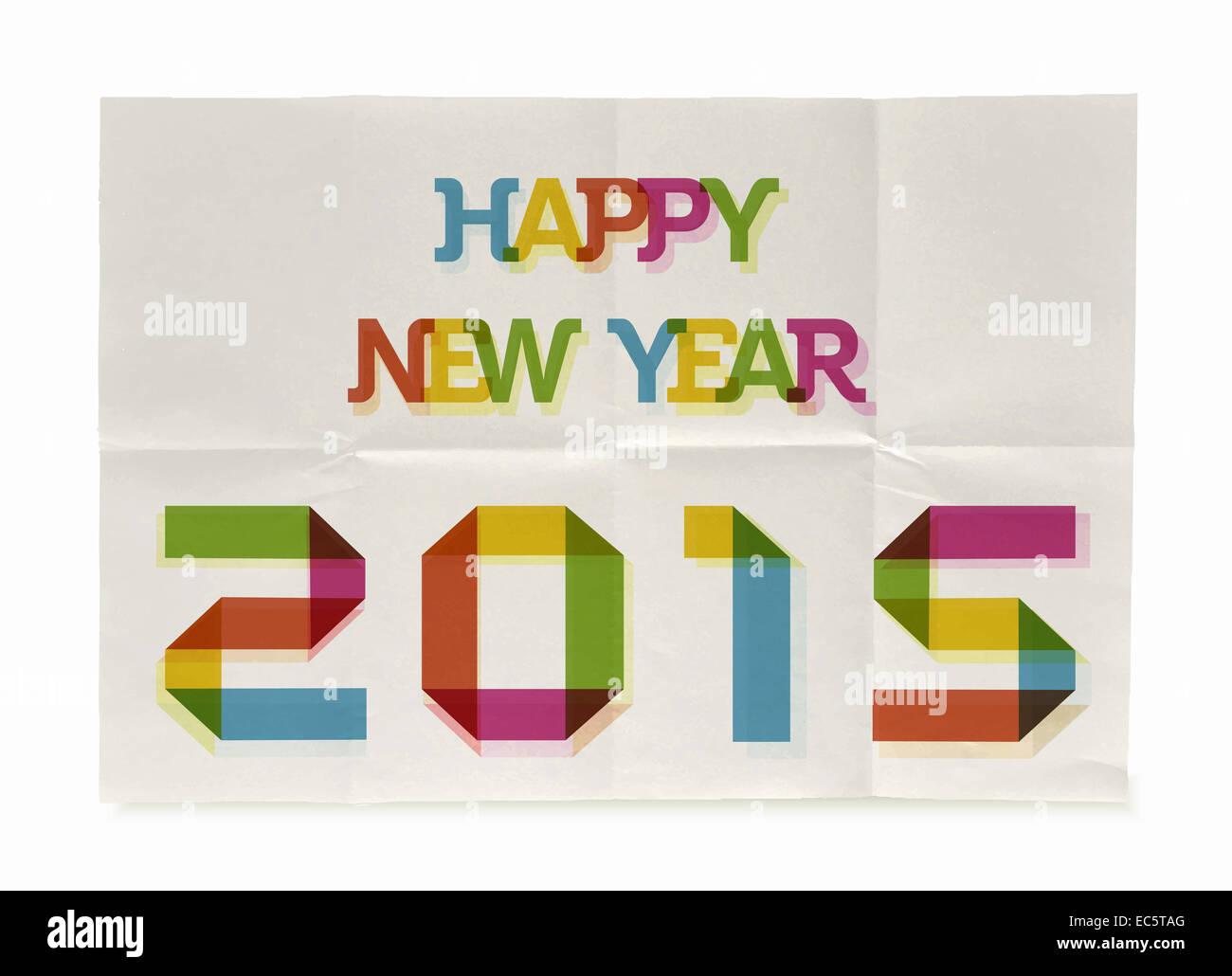 Felice anno nuovo 2015 moda vintage poster ripiegato design. EPS10 file vettoriali con strati di trasparenza. Foto Stock