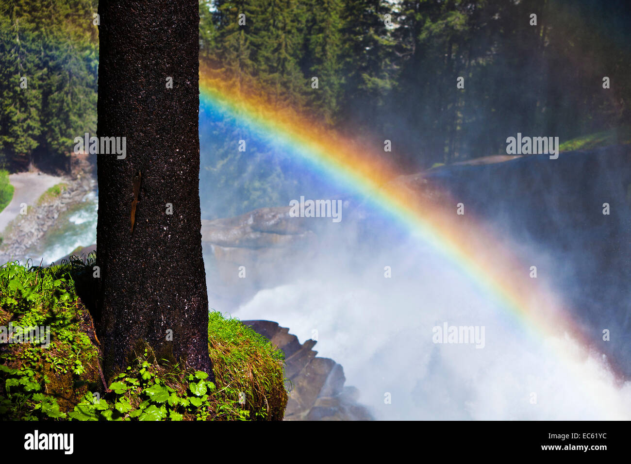 Il rainbowat Krimmler cascadesn Salisburgo, Ã-sterreich, Europa Foto Stock