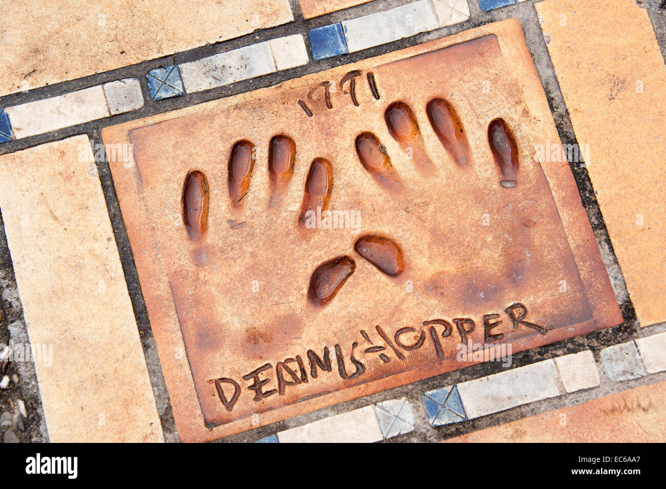 Dennis Hopper stampe a mano, Cannes, Francia Foto Stock