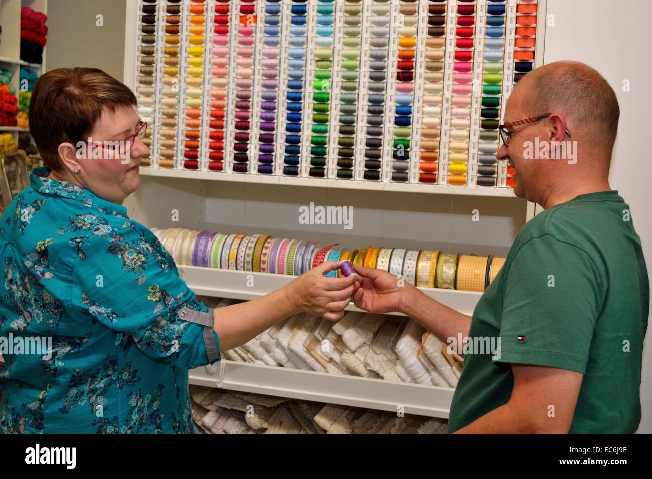 Commessa Mostra thread di clienti Foto Stock