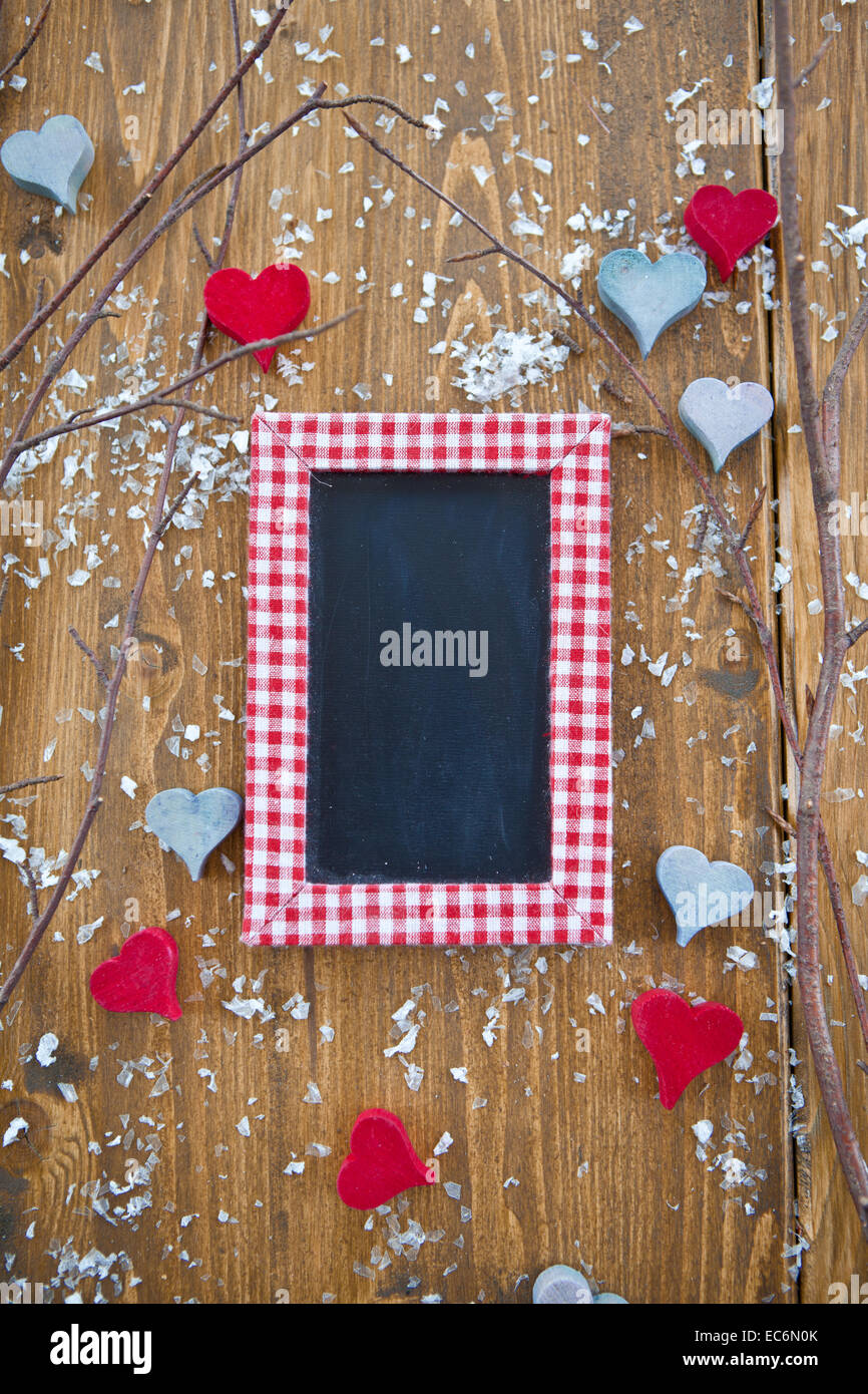 Lavagna con spazio copia stagionale per i messaggi di saluto Foto Stock