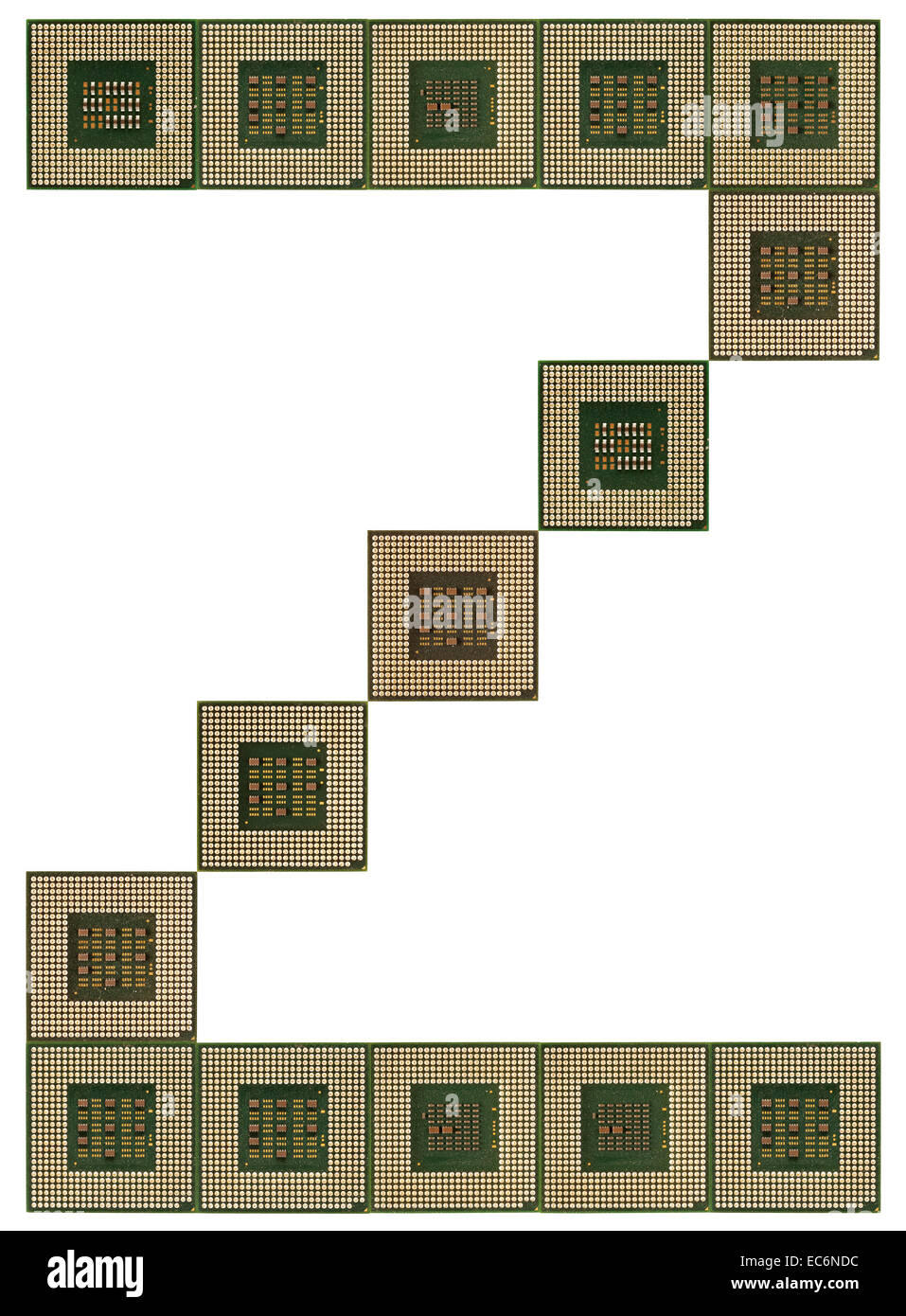 Lettera Z fatta di vecchio e sporco e microprocessori Foto Stock