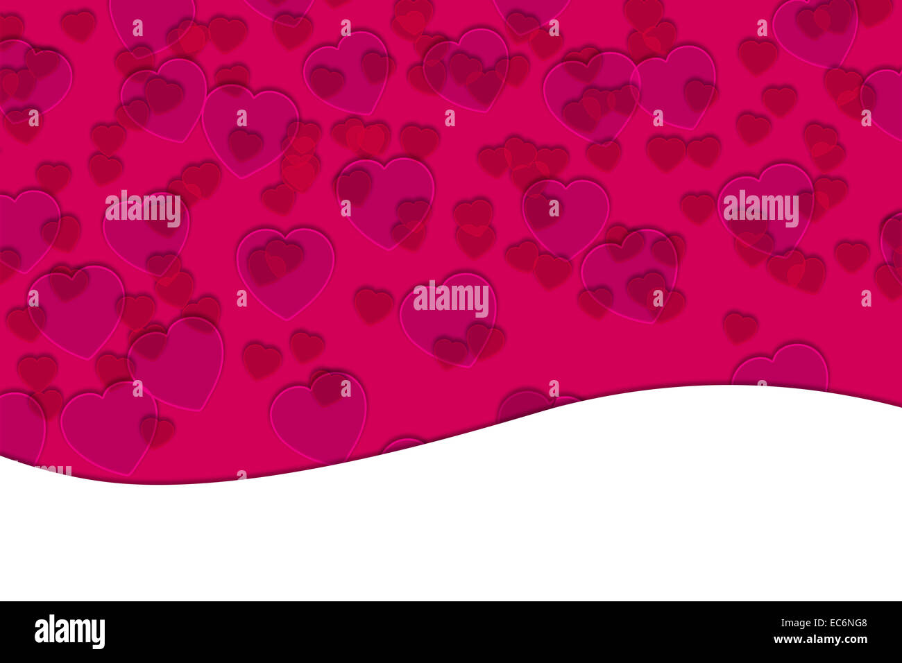 Una rosa e romantico San Valentino sfondo e biglietto di auguri. Una bella illustrazione colorata con il bianco spazio copia e lui Foto Stock