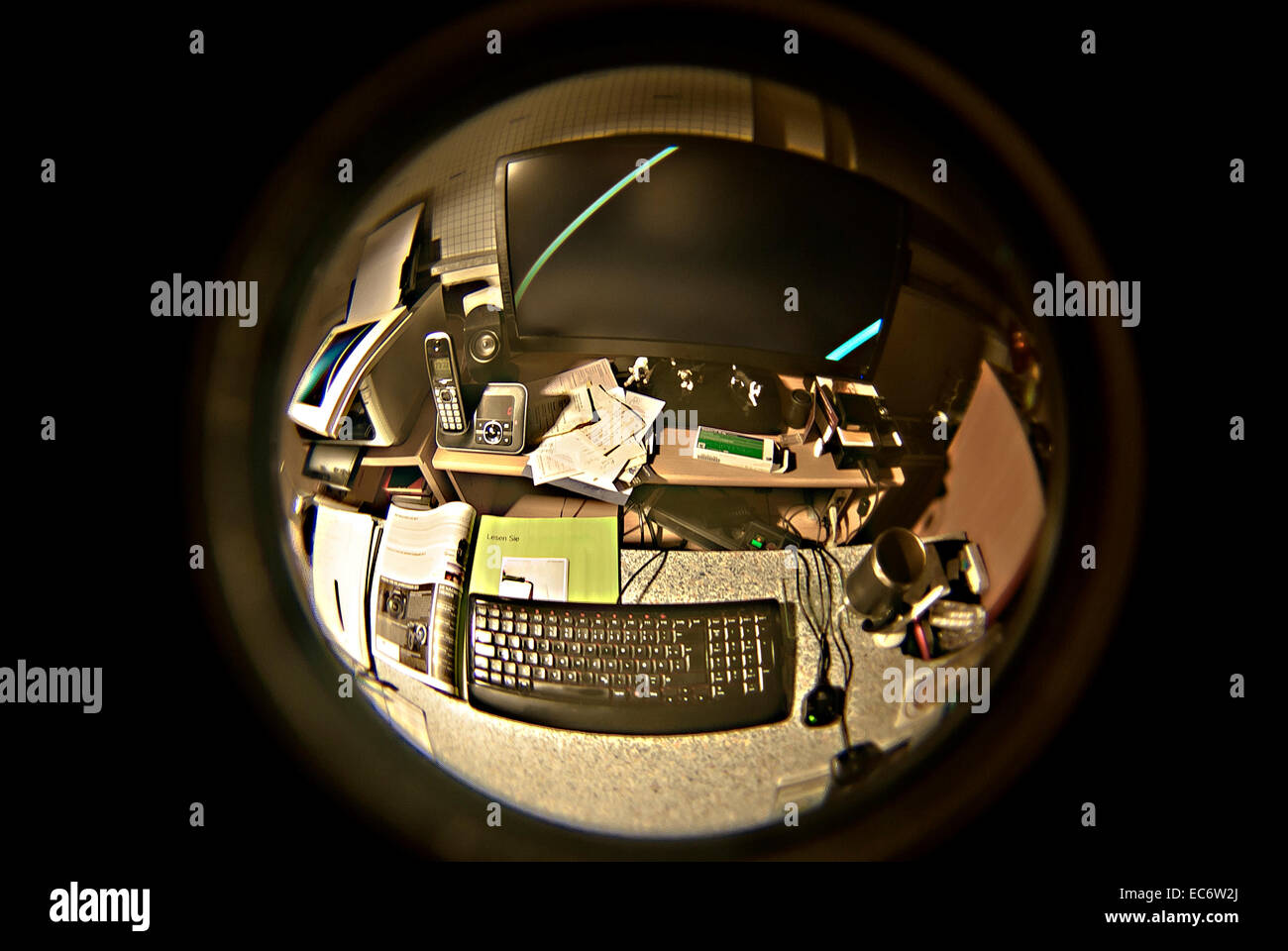 Spazio di lavoro privato, computer, tondo Foto Stock